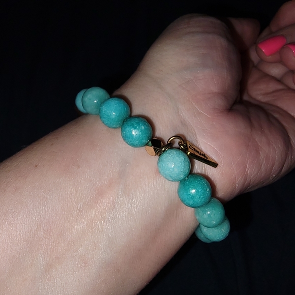 Ermish - Shiny Moon Stone Strechy Bracelet - Turq - Picture 3 of 5